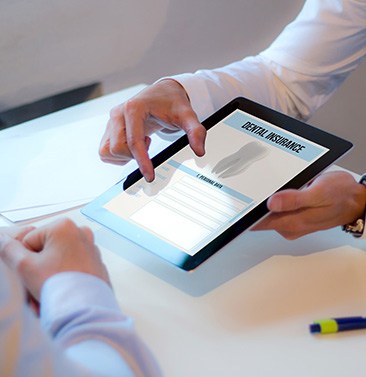 Dental insurance forms on tablet computer