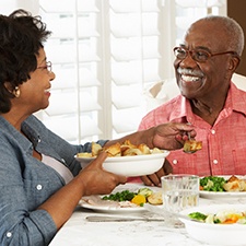Couple eats healthy food in Houston