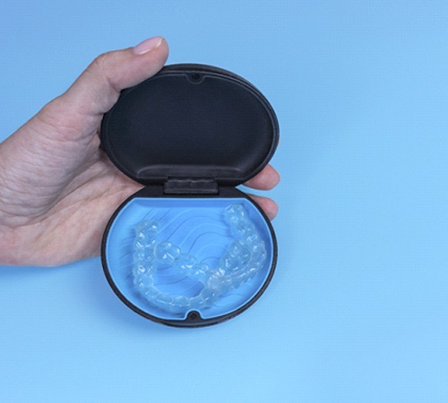 Invisalign in Houston in blue case