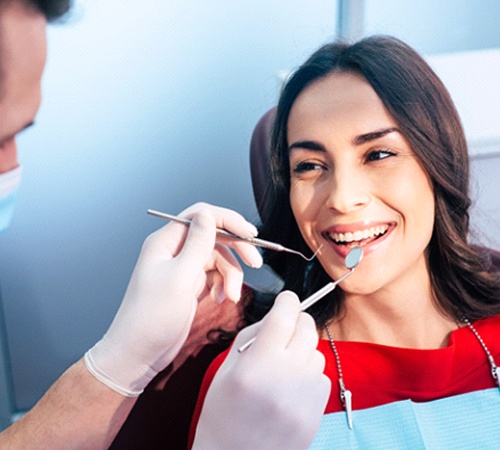 Woman having a dental checkup in Houston