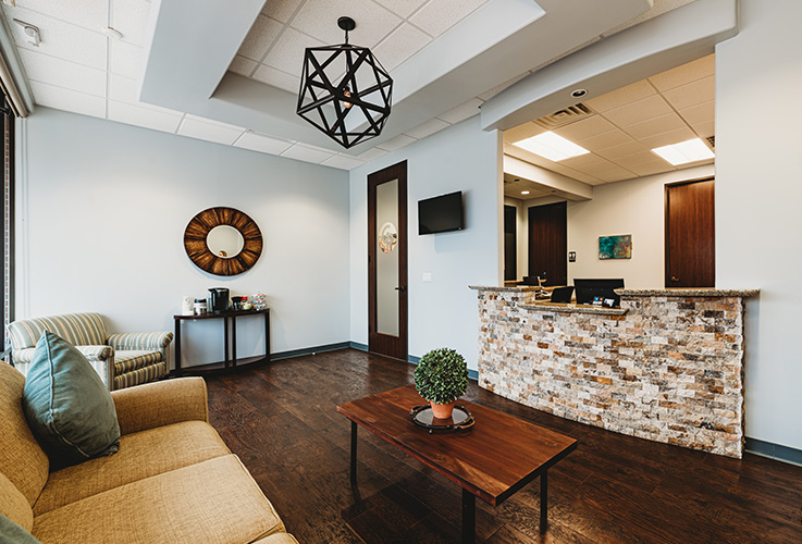 Welcoming dental office reception desk